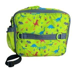Bentgo Kids Insulated Lunch Bag Green Dinosaur Print Adjustable Strap